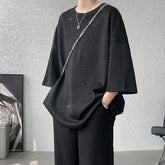 Hearujoy Harajuku Men's Glitter Tee Shirts Summer Short Sleeve Oversized Chic All-match T-Shirts Men Women Korean Daily Loose Tops